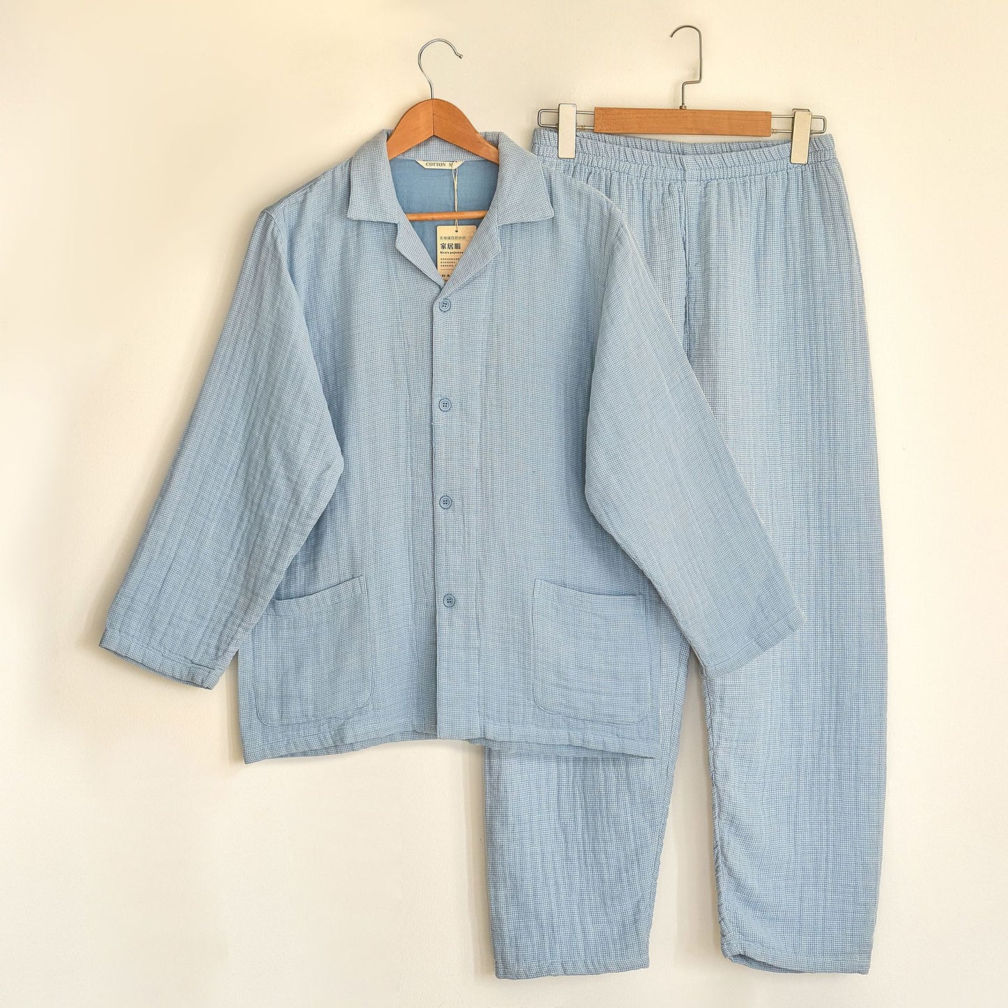 60S Cotton Four-Layer Yarn Home Clothes Class A Maternal and Infant Grade Japanese Autumn and Winter Couples Cotton Pajamas Casual suit